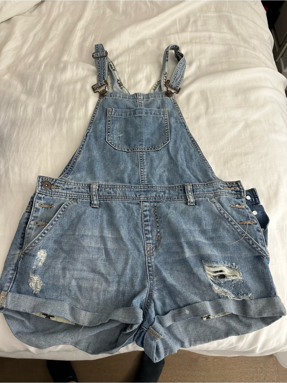 Forever 21 Light Blue Denim Short Overalls